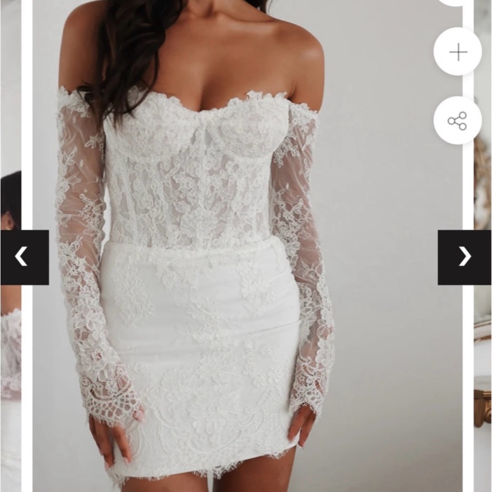 Untamed Petals Off-Shoulder White Lace Mini Dress